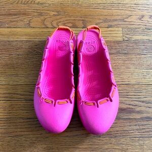 Pink CROCS, size 6, barley worn